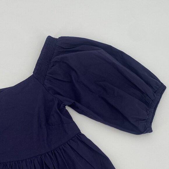 Free People Veronica Sweetheart Top Puff Sleeve top Size XS Navy Blue - Picture 5 of 12